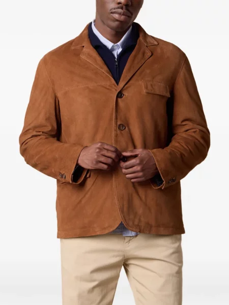 Geacă Brooks Brothers din piele de căprioară maro