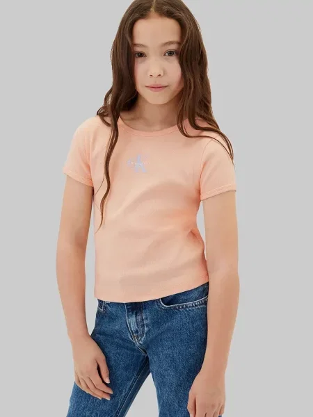 Calvin Klein Jeans majica za djecu od pamuka bež