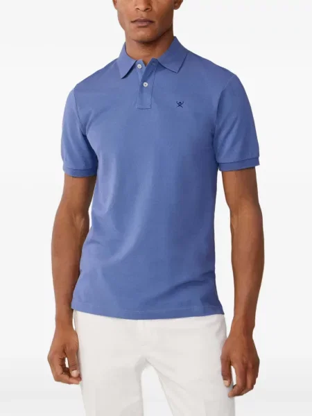 Tricou polo Hackett London cu autograf albastru