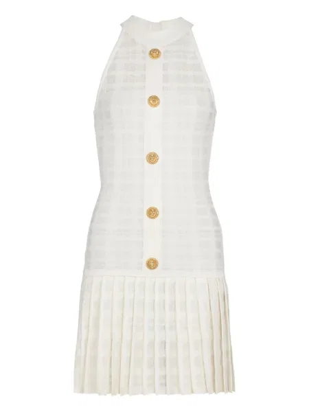 Rochie Balmain plisată de costum alb