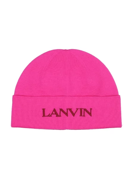 Czapka Lanvin wełniana z logo różowa