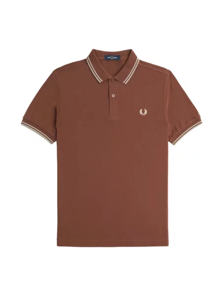 Koszulka polo Fred Perry z paskiem brązowa
