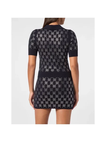 Koszulka polo Philipp Plein wełniana do golfa niebieska