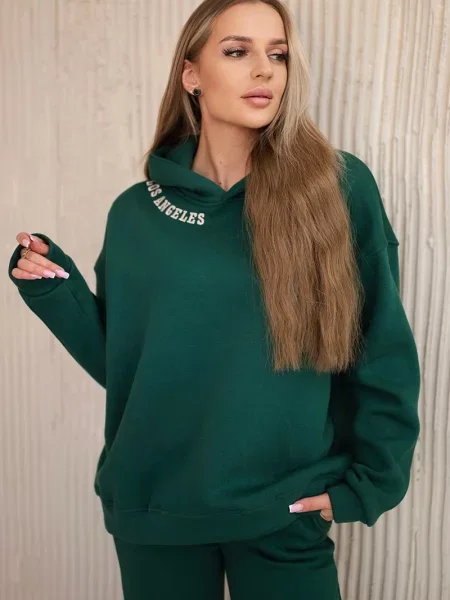 Haftowany komplet dresowy Kesi ocieplany zielony