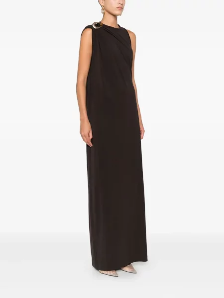 Rochie maxi Christopher Esber drapată de costum maro