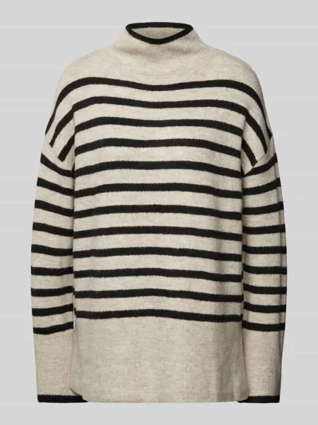 Sweter z dzianiny z golfem Qs beżowy