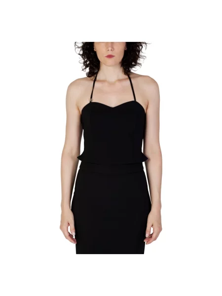 Top Rinascimento z dekoltem halter na ramiączkach czarny