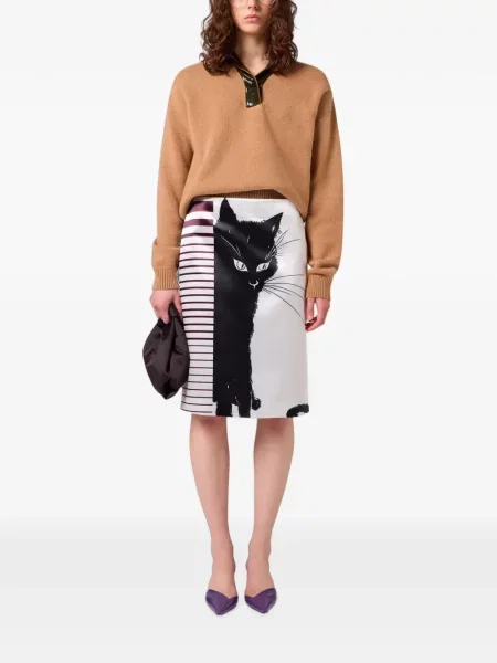 Fustă midi Msgm cu imagine alb