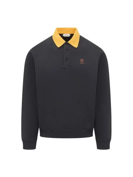 Koszulka polo Versace z dżerseju niebieska