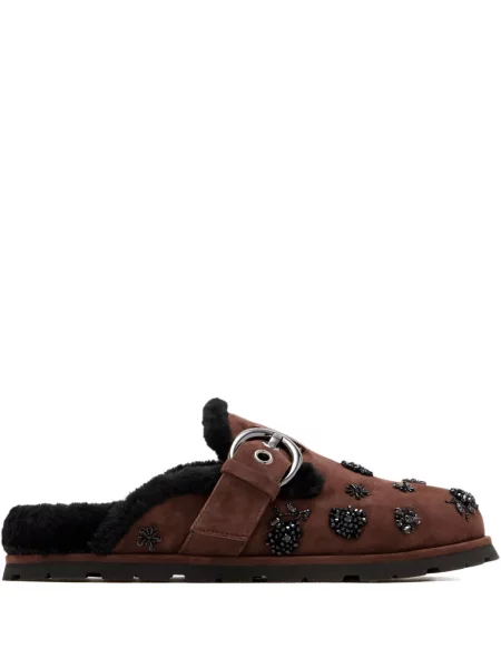 Papuci tip mules Stuart Weitzman cu cataramă maro