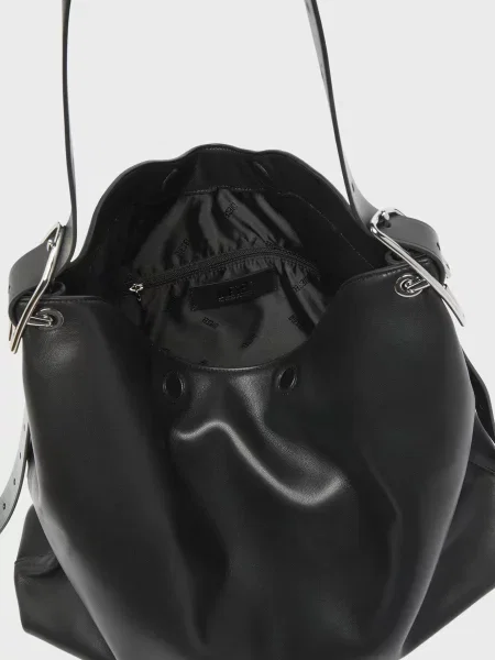 Шкіряна сумка хобо Diesel чорна