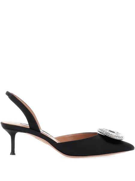 Pantofi cu toc Aquazzura slingback de cristal negru