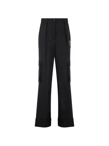 Pantaloni cargo Moschino evazate cu autograf negru
