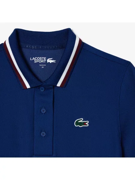 Lacoste Koszulka Tenisowa Polo Z Piki Z Kołnierzykiem W Kontrastowe Paski granatowa