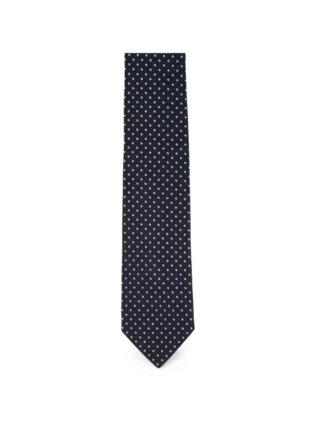 Cravată Barba de mătase cu imprimeu geometric negru