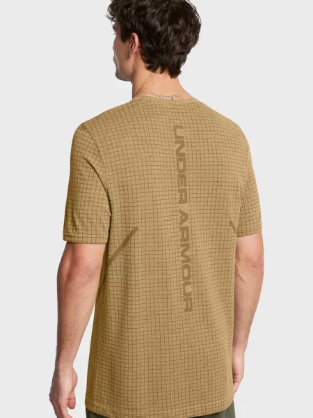 Картата безшовна спортивна футболка Under Armour бежева
