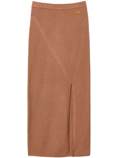 Fustă midi Twinset tricotate până la genunchi maro