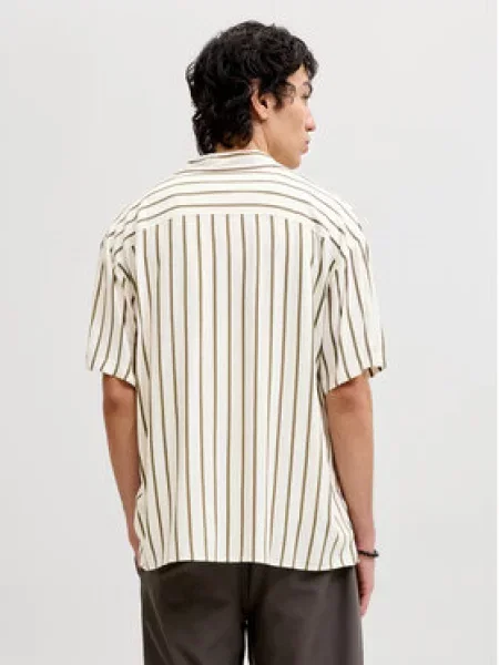 JACK & JONES Košeľa JJEJEFF olivová / biela béžová