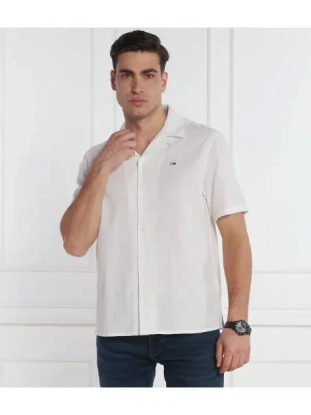 Tommy Jeans Cămașă | cu adaos de in alb