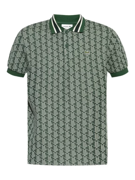 Polo Lacoste cu imprimeu geometric verde
