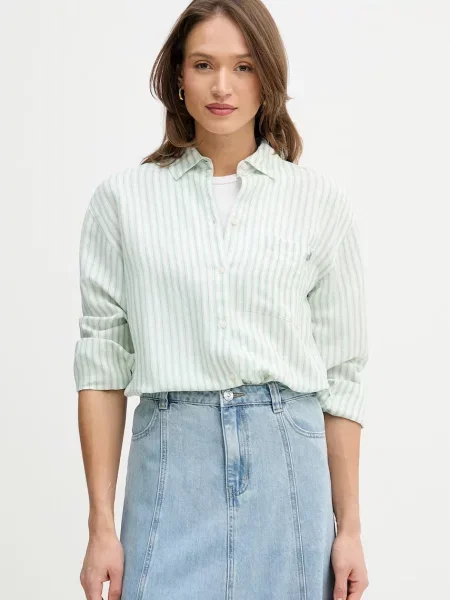 U.S. Polo Assn. koszula z dodatkiem lnu LOOSE FIT zielona