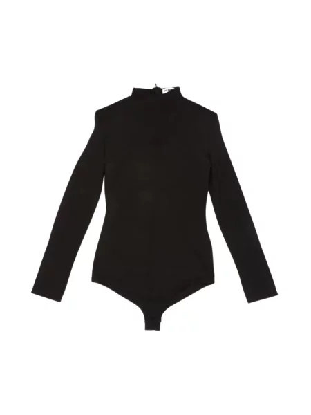 Top Jil Sander wełniany z długim rękawem czarny