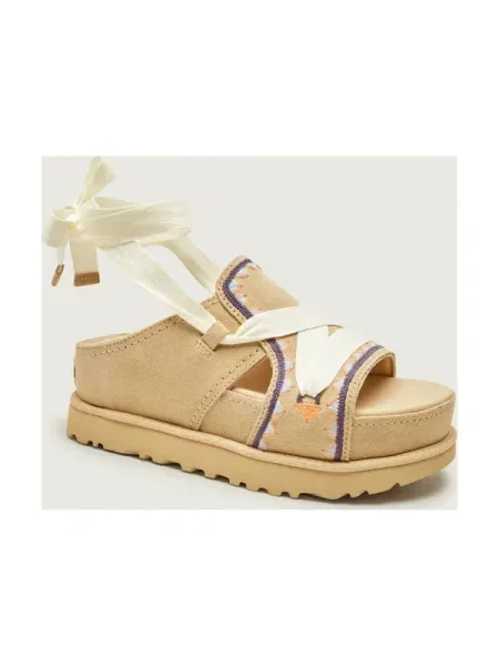 UGG Sandale W GOLDENSTAR HI ARTISTITCH | piele întoarsă bej