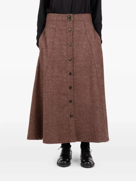 Fustă midi Société Anonyme din tweed până la genunchi maro