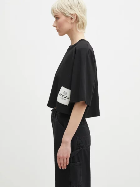 Fiorucci t-shirt Logo Label Cropped Padded czarny