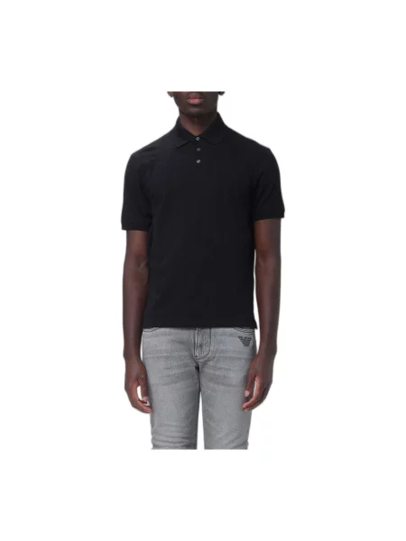 Koszulka polo Emporio Armani z dżerseju czarna