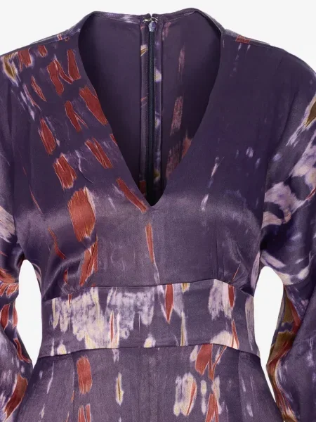 Rochie Yavi cu imagine cu decolteu în V de costum violet