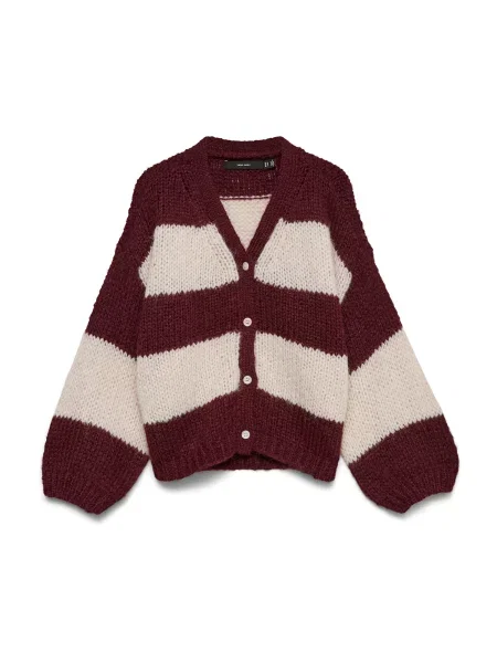 VERO MODA Geacă tricotată VMMaybe crem / carmin roșu