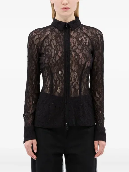 Cămașă Msgm cu model floral din dantelă negru