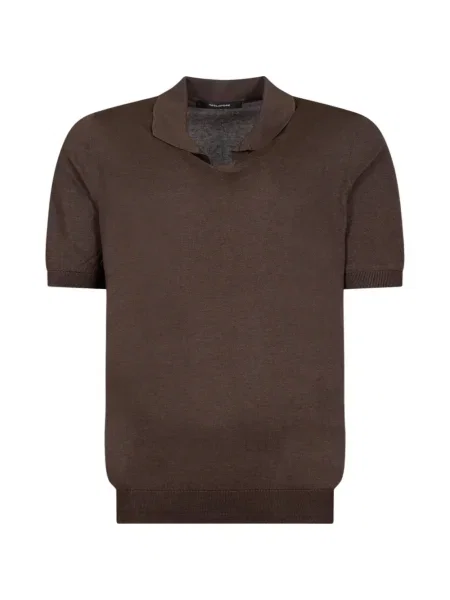 Svilena polo majica Tagliatore smeđa