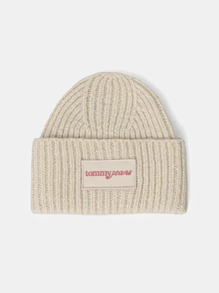 Tommy Jeans Čiapka s prímesou vlny béžová