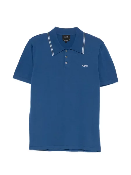 Tricou polo A.p.c. cu broderie albastru