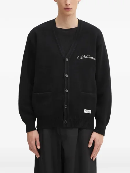 Cardigan Wacko Maria cu broderie cu decolteu în V negru
