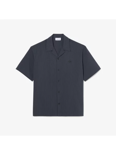 Lacoste Koszula Seersucker O Luźnym Kroju czarny