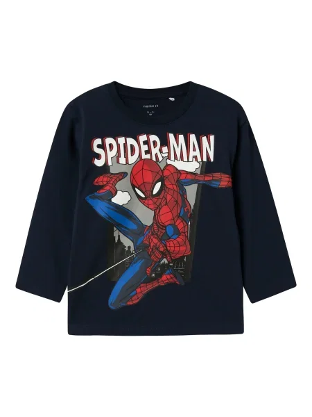 NAME IT Tricou NMMJuice Spider bleumarin / maro închis / roșu alb
