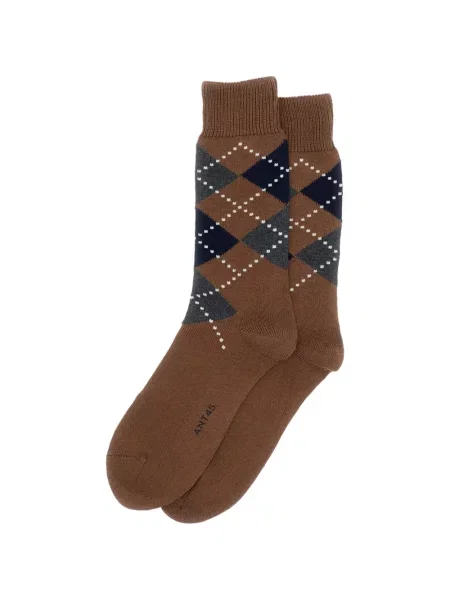 Șosete Ant45 tricotate cu model argyle maro
