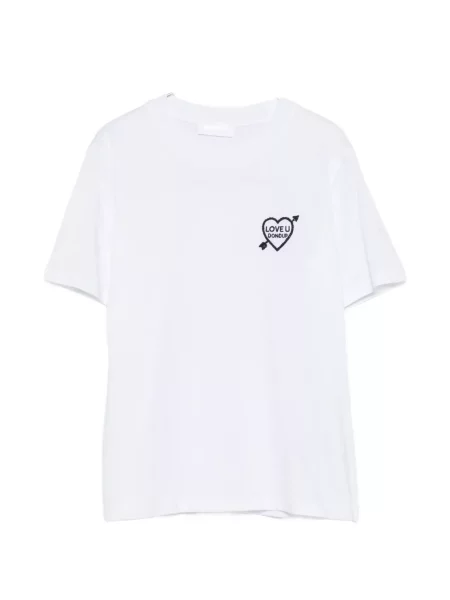 Tricou Dondup cu broderie cu motiv cu inimi alb