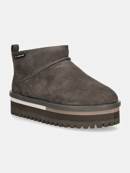 Botki Tommy Jeans zamszowe na platformie szare