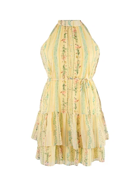 Trendyol Curve Rochie de vară galben / verde / verde smarald roșu