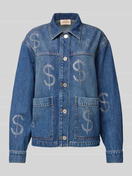 Kurtka jeansowa z obszyciem kamieniami stras Stella Nova niebieska