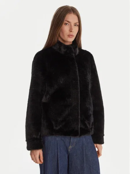 Palton de blană Guess negru