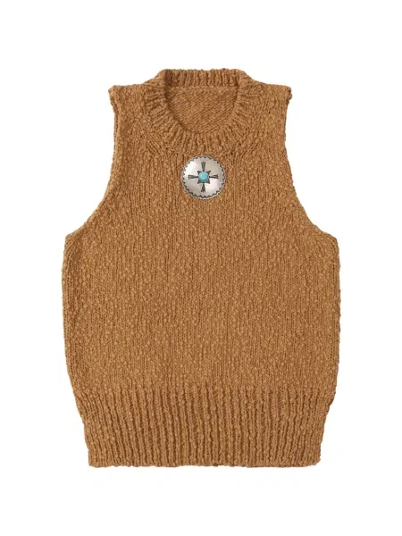 Dzianinowa podkoszulka Fortela prążkowana brązowa