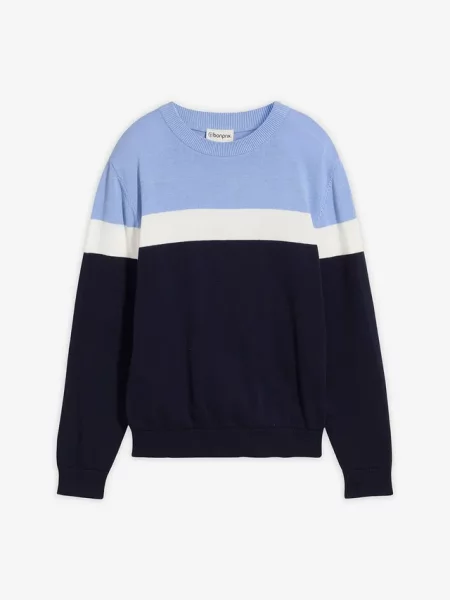 Sweter z cienkiej bawełnianej dzianiny niebieski