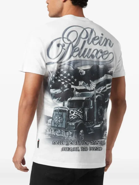 Tricou Philipp Plein cu aplicații alb