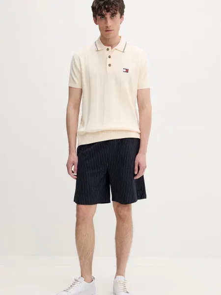 Tricou polo Tommy Jeans bej