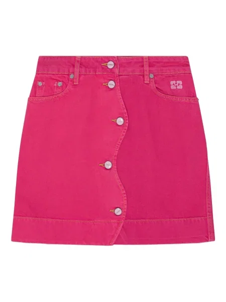Fustă din denim Ganni roz